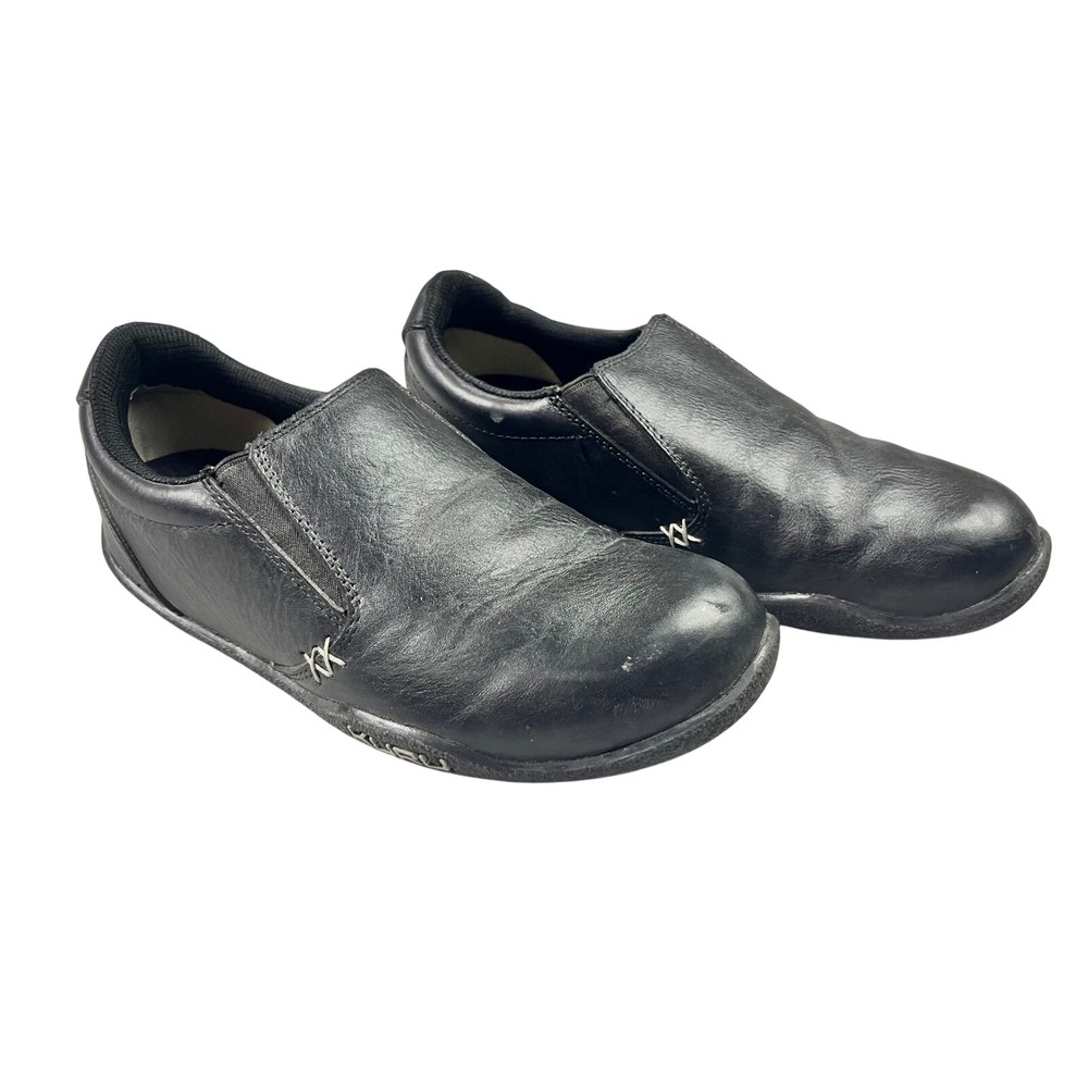 Kuru Kivi Classic Womens 8 Wide Black Leather Slip On Orthopedic Comfort Shoes